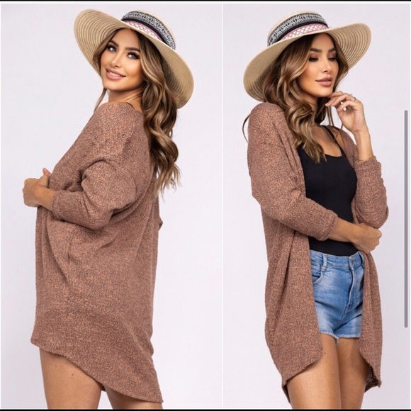 LAST ONE: Women’s lightweight cropped sleeve summer to fall open cardigan knit - Picture 2 of 2